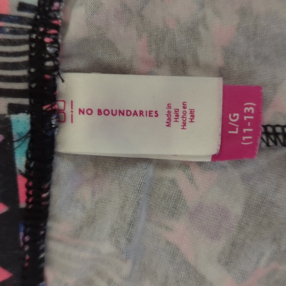 No Boundaries Neon Pink And Blue Print Geometric Leggings Size large (11-13) - Picture 3 of 7